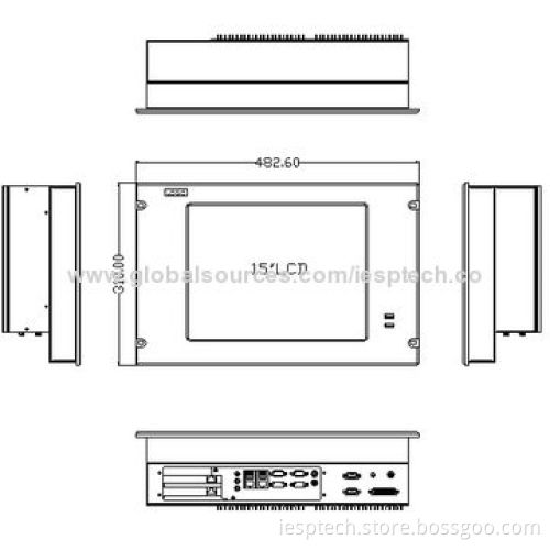 15-inch Industrial Panel PC, Rack Mount, Touchscreen, C1037 CPU/2GB/320GB/10COM/6USB, All-in-one